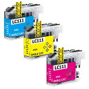 【SMILE CAT】ブラザー用 互換インクLC111(B111) LC111-4PK(C/M/Y)ブラザー lc111 インクカートリッジ 3色セット, ICチップ付き 残量表示機能付き 対応機種 DCP-J952N DCP-J957N DCP-J75