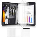 ProCase 多機能バインダー、ジッパー付き フォルダー クリアファイルとメモ帳付属 a4 ノートカバー 書類ホルダー - ブラック(3)