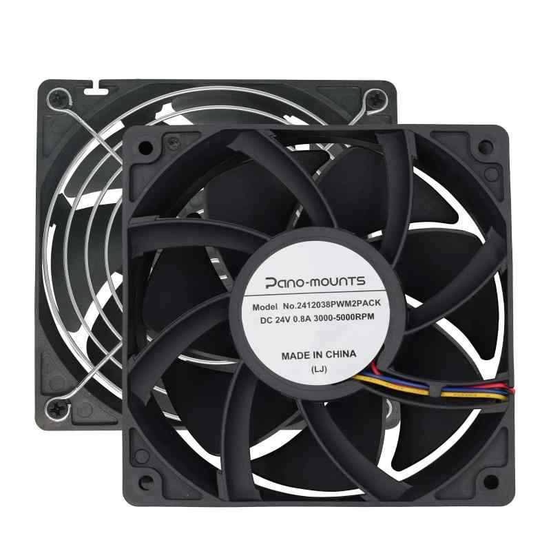 PANO-MOUNTS 12CM 24V 12038 PWM 4PIN 産業用ファン デュアルボールベアリング 3000-500RPM グリルとネジ付き