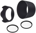 ZEROPORT JAPAN Canon EOS Kiss X7 ダブルズームキット用互換レンズフード( EW-63 ET-60 ) とレンズ保護フィルター( ...