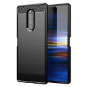 【UNEED】Sony Xperia 1 用の スマホケース SO-03L/SOV40用の ケース カバー ケース 炭素繊維カバー (素材/TPU) 指紋防止 滑り止め 薄型 軽量 耐衝撃 簡易脱着 ソフトケース カラー:黒(2)