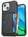 Encased ファントム ウォレットケース iphone13 ケース カード 背面 ホルダー付き スマホケース カード4枚収納 携帯ケース 耐衝撃 擦り傷防止 2重構造 iphone 13 ケース (ブラック)