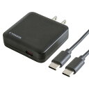 USB 充電器 急速 Power Delivery / Quick Charge 3.0 両対応 Cポート 20W AC充電器 折畳式プラグ 安全 極薄 コンパクト 海外対応 USB Type-C to Type-Cケーブル 1m USB2.0 480M(2)