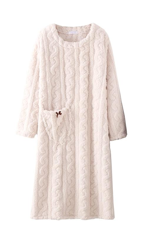 ゆめパジャマ ふわふわ ルームワンピース 秋冬 レディース もこもこ ガウン 着る毛布 パジャマ 寝間着 部屋着 防寒冷え対策 (M, ベージュ)