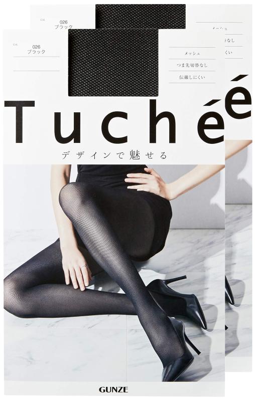 [グンゼ] 柄ストッキング 〈2足組〉Tuche/トゥシェ メッシュ網目 伝線しにくい レディース ブラック L-LL
