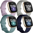 Getinoバンド Fitbit SenseとFitbit Versa 3に対応 ソフト 防水 丈夫 クラシック シリコン スポーツストラップ 調節可能な交換用...