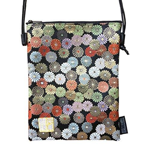 千糸繍院 西陣織 金襴 ポシェット/サコッシュ/御朱印帳ショルダーバッグ(裏地付き) 黒菊爛漫 千糸繍院 西陣織 金襴 ポシェット/サコッシュ/御朱印帳ショルダーバッグ(裏地付き) 黒菊爛漫
