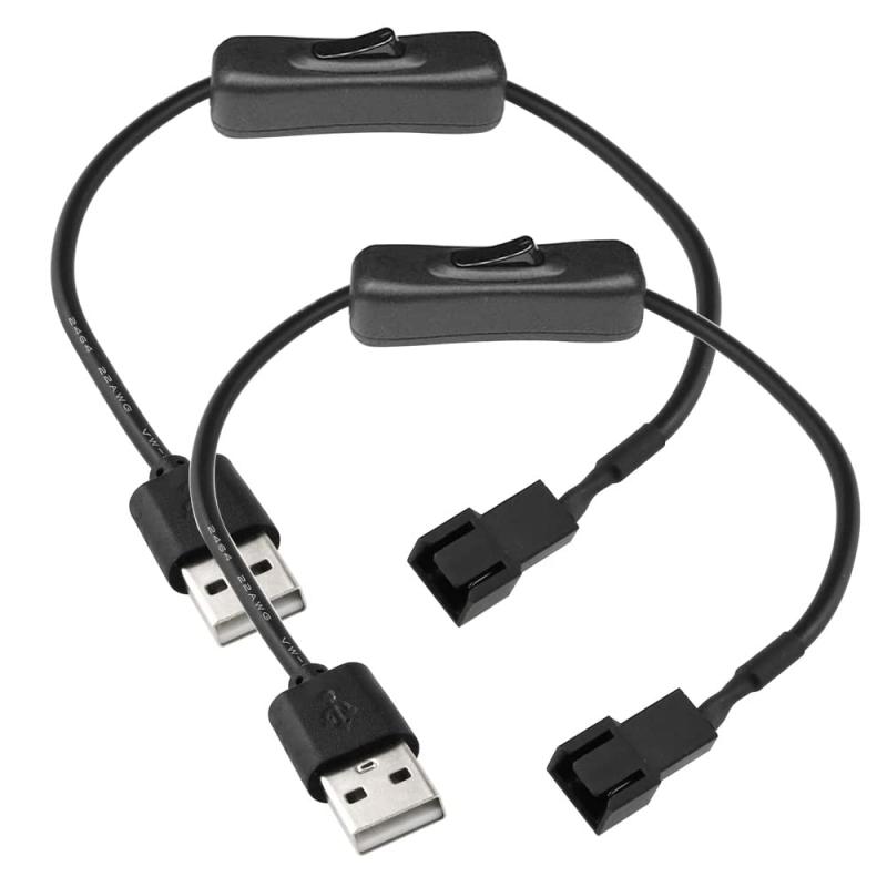Kiligen 6本 USBから3ピン/4ピンPWM 5V USBスリーブファン電源アダプターケーブル、USBから3ピン/ 4ピンケースファンアダプターコネクターケーブル(USB3ピン/4ピンケーブル)