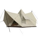 CAMEL CROWN 大型テント 二重層キャンプテント 5-6人用 ファミリー ピラミッド型 UVカット サンシェード UPF50+ 日焼け対策 PU3000mm 防水防雨(4)