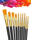 LIKENNY 画材筆 ペイントブラシ 10本セット 油絵筆 水彩筆 絵筆 アクリル絵の具 平型筆