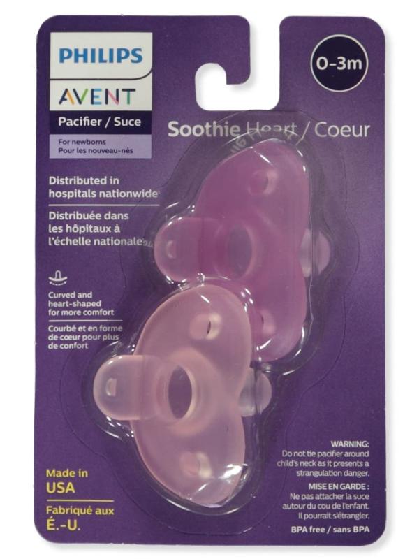 Philips AVENT フィリップス Shape Pacifier おしゃぶり ハート 0~3ヶ月 2個セット (ピンク+ライトピンク)