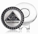 ゴルフマーカー ハットクリップ付き マグネット フリーメイソン エンブレム 合金製 ゴルフコンペ 景品 プレゼント E0009