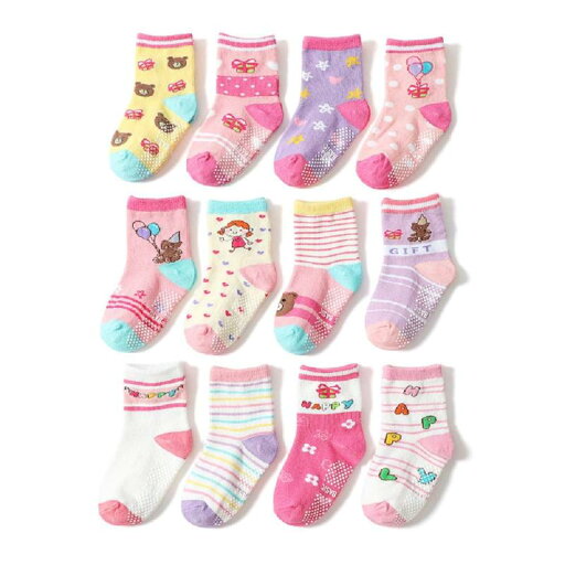(エイーホ)Ayfoone 12足セットベビー靴下 女児 女の子 ベビーショー トピンク ソックス 滑り止め付き キッズ 子供 クルー丈ソックス 赤ちゃん 出産祝い (エイーホ)Ayfoone 12足セットベビー靴下 女児 女の子 ベビーショー トピンク ソックス 滑り止め付き キッズ 子供 クルー丈ソックス 赤ちゃん 出産祝い