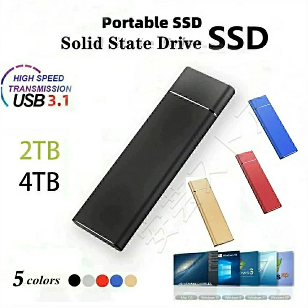 ポータブルSSD 外付けSSD 外付けハードディスク 500GB 1TB 2TB 4TB 超薄型ポータブル ハードディスク 静音 コンパクト 小型 高速転送