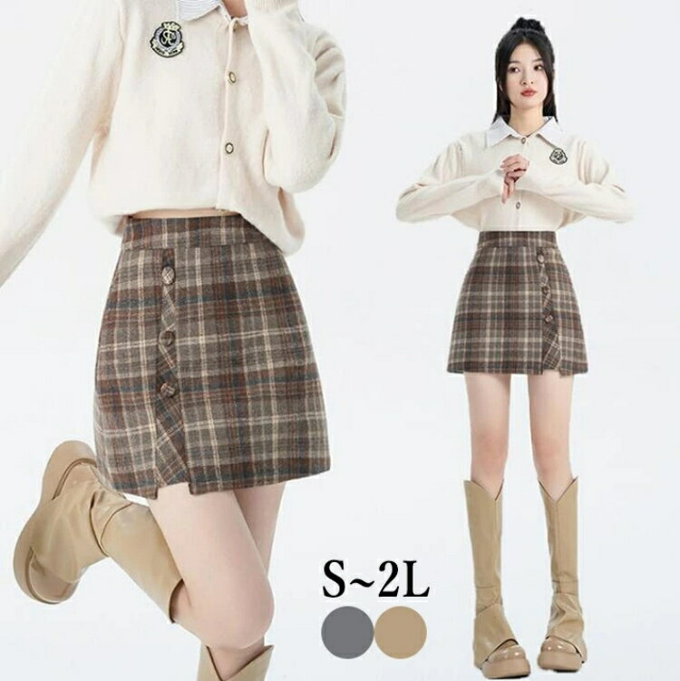 ミニスカート ショートパンツ　ミニスカ インナーパンツ スカパン　チェック柄 　スカート　安全スカー..