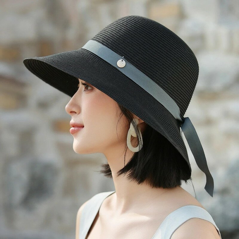 帽子 レディース 麦わら帽子 春夏 麦わらハット 大きめ 遮光 夏 バケットハット 麦わら つば広 UV リボン おしゃれ リゾート ハット プレゼント エレガント 紫外線 日よけ 優雅 海 ビーチ 水着コーデ 大きい 旅行