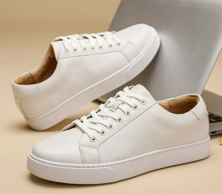 手作り スニーカー メンズ レザー 白 黒 本革 ビジネスシューズ 通勤 20代 30代 40代 50代 プレゼント 父の日 バレンタイン