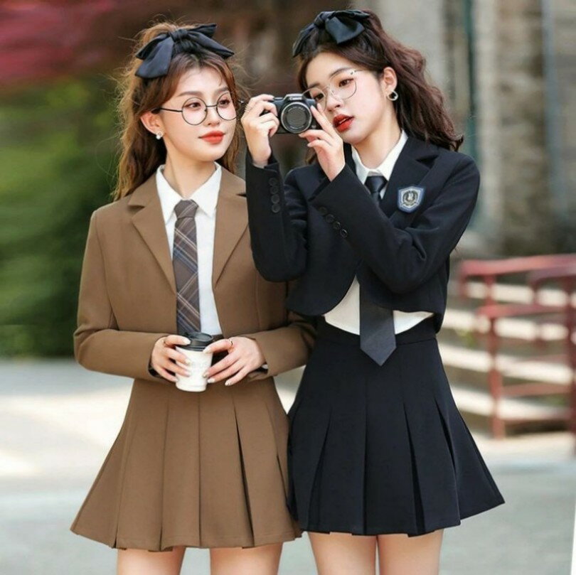 韓国 卒業式 スーツ 女の子 卒服 韓国 制服 高校生 入学式 スーツ 160 中高生 女子 中学生 小学生 小学校 黒 カーキ フォーマルスーツ おしゃれ ジュニア 3点セット ジャケット シャツ スカート 卒園式 卒業式 発表会 ゆったり 子供スーツ 大きいサイズ