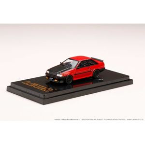 1／64 TOYOTA COROLLA LEVIN 2ドア AE86 カーボンボンネット レッド／ブラック HJ641035CRK 完成品ミニカー