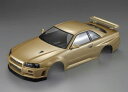 1/10 日産スカイラインGT-R BNR34 シャンパンゴールド 塗装済みボディ 48645 RCパーツ