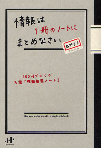 奥野宣之／著Nanaブックス 0069本詳しい納期他、ご注文時はご利用案内・返品のページをご確認ください出版社名ウィズワークス出版年月2008年03月サイズ229P 19cmISBNコード9784901491761ビジネス 自己啓発 自己啓発一般情報は1冊のノートにまとめなさい 100円でつくる万能「情報整理ノート」ジヨウホウ ワ イツサツ ノ ノ-ト ニ マトメナサイ ヒヤクエン デ ツクル バンノウ ジヨウホウ セイリ ノ-ト ナナ ブツクス 69※ページ内の情報は告知なく変更になることがあります。あらかじめご了承ください登録日2013/04/03