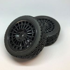 ハイグリップラリータイヤ&ホイール ブラックスポーク/接着済（2個入） RTS-02H RCパーツ
