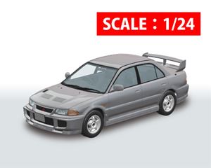 1/24 MITSUBISHI CE9A ランサーGSRエボリューションIII 1995 クイーンズシルバー 組み立て式プラモデルのサムネイル