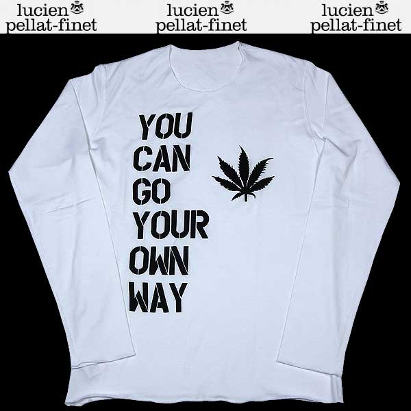 ルシアンペラフィネ lucien pellat-finet メンズ トップス ロンT 長袖 ロゴ ランゲージ/ヘンプロゴプリント付ロングTシャツ ホワイト EVH1093 WHITE/BLACK 13S (R60900)【送料無料】【smtb-TK】