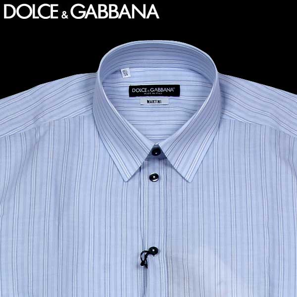 ドルチェ&ガッバーナ ドルチェ＆ガッバーナ DOLCE&GABBANA ドルガバ メンズ トップス インナー ドレスシャツ ワイシャツ ストライプ レギュラーカラー MARTINI ライトブルー 水色 G5BB1T FB5KN S8051 13S (R38800)【送料無料】【smtb-TK】