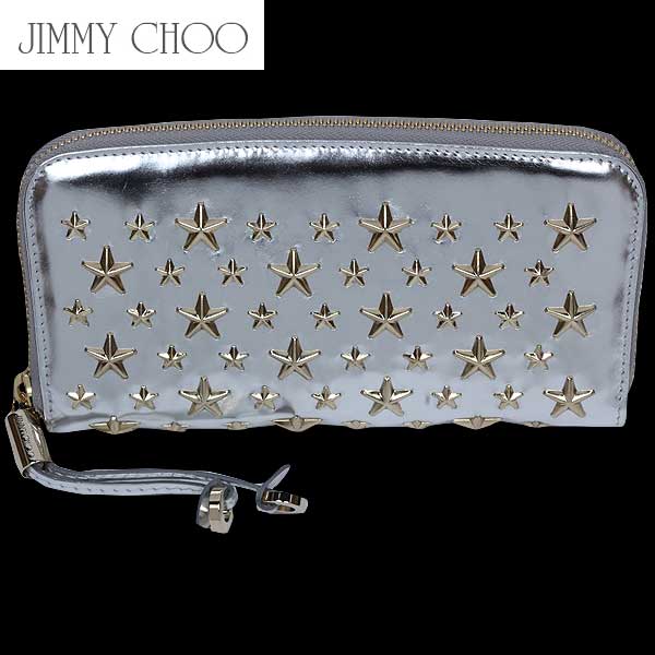 ジミーチュウ 財布（レディース） ジミーチュウ Jimmy Choo レディース 長財布 ウォレット ユニセックス可 スタースタッズ・ロゴ入りラウンドファスナーウォレット シルバー FILIPA MOR 13S (R81900)【送料無料】【smtb-TK】