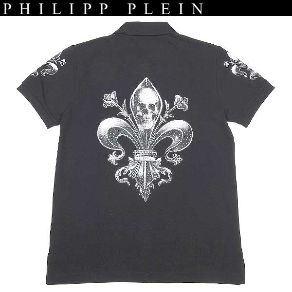 フィリッププレイン PHILIPP PLEIN メンズ トップス ポロシャツ 半袖 ポロシャツ ロゴ ロゴプレート/フルール ド リススカルロゴプリント付ポロシャツ ブラック HM9801 02 13S (R49900)【送料無料】【smtb-TK】