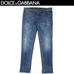 ドルチェ&ガッバーナ ドルチェ＆ガッバーナ DOLCE&GABBANA メンズ パンツ ボトムス ドルガバ デニム ジーンズ ストレートライン 16CLASSIC ドルガバロゴメタルプレート付きダメージ加工デニム インディゴブルー 青 G31YCP G8L06 S9001 13S 【送料無料】【smtb-TK】