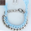 GEISHA LOVE ゲイシャ ラブ チェーン ブレスレット 紐 バングル SILVER/AQUA (R9450) 水色 シルバー 銀色13S