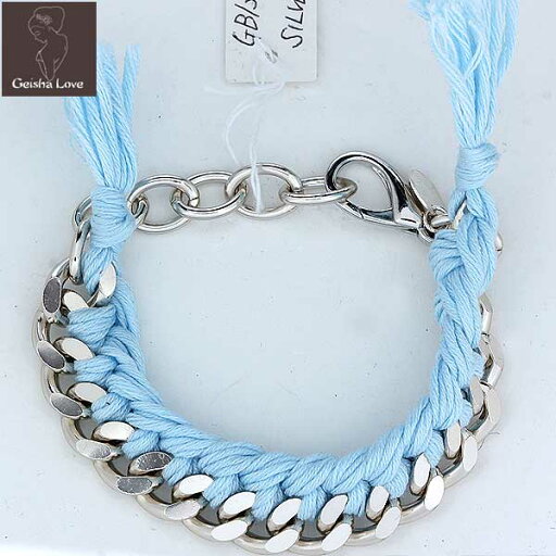 GEISHA LOVE ゲイシャ ラブ チェーン ブレスレット 紐 バングル SILVER/AQUA (R9450) 水色 シルバー 銀色13S GEISHA LOVE ゲイシャ ラブ チェーン ブレスレット 紐 バングル SILVER/AQUA (R9450) 水色 シルバー 銀色13S