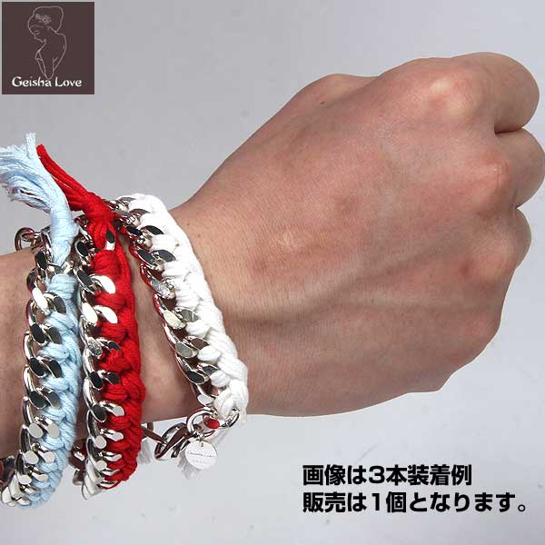 GEISHA LOVE ゲイシャ ラブ チェーン ブレスレット 紐　バングル SILVER/AQUA (R94...