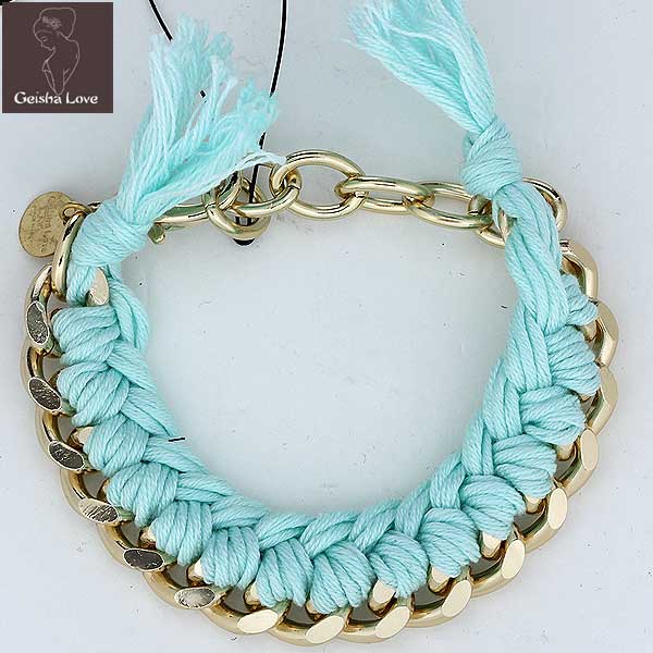 樂天商城 - GEISHA LOVE ゲイシャ ラブ チェーン ブレスレット バングル GOLD/水色 13S (R9450)