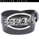フィリッププレイン PHILIPP PLEIN メンズ 小物 ベルト レザーベルト ロゴ PHILIPPロゴバックル・レザーロゴ刻印付きベルト AM710007...