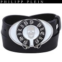 フィリッププレイン PHILIPP PLEIN メンズ 小物 ベルト スカルロゴビッグバックル・レザーロゴ刻印付きレザーベルト 色違い(BK/BK)あり AM7...