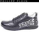 フィリッププレイン PHILIPP PLEIN メンズ 靴 スニーカー ロゴ ボディワッペン・靴底内部アートプリントデザイン・レザースニーカー ブラック SM9...