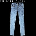 フィリッププレイン PHILIPP PLEIN レディース パンツ ボトムス ジーンズ ジーパン ロゴ ウォッシュドブルー・スカルロゴ付レザーロゴパッチ付き・スーパースリムフィットデニム WP13 CW560004 0721 13A (R88800)