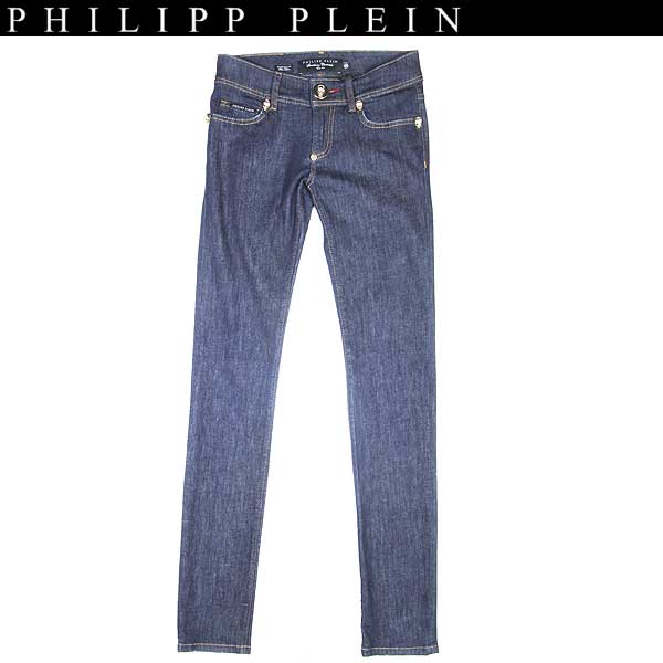 フィリッププレイン PHILIPP PLEIN レディース パンツ ボトムス デニム リベット/ボタンススカルロゴ・レザーロゴパッチ付きスリムデニム インディゴブルー WP13 CW560003 14BM 13A (R109900)