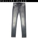 フィリッププレイン PHILIPP PLEIN レディース パンツ ボトムス ロゴ クラッシュ加工・リベット/ボタン部分スカルロゴ付スリムデニム グレー WP13 CW560003 10RD 13A (R109900)【送料無料】【smtb-TK】