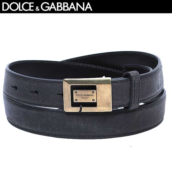 Ｄ＆Ｇ ベルト（メンズ） ドルチェ＆ガッバーナ DOLCE&GABBANA メンズ 小物 ベルト レザーベルト ドルガバ ロゴゴールドプレートバックルベルト ユニセックス可 ブラック 黒 BC3845 A1104 80999 13A (R33800)【送料無料】【smtb-TK】