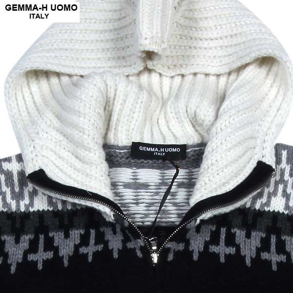 ジャンマアッカウォモ GEMMA-HUOMO メンズ ジャガード編み ジップアップ パーカー umt cow T104 4_BLACK/WHITE 13A【smtb-TK】 ジャンマアッカウォモ GEMMA-HUOMO メンズ ジャガード編み ジップアップ パーカー umt cow T104 4_BLACK/WHITE 13A【smtb-TK】