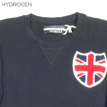 ハイドロゲン HYDROGEN メンズ BRONZAJI ロング Tシャツ ロンT 長袖 カットソー 重ね着風デザイン イギリス国旗ワッペン 黒ブラック 138009 NERO 759 13A