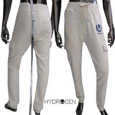 樂天商城 - ハイドロゲン HYDROGEN メンズ パンツ ボトムス setup可(トップス別売り) ロゴ 左側部分スカル刺繍ロゴ付スウェットカーゴパンツ 130049 PANNA 047 (R33600) 13A 2021【送料無料】 【smtb-TK】