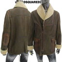 ディースクエアード DSQUARED2 メンズ アウター ジャケット フライトジャケット マルチポケット・裏ボア・ラムレザーフライトジャケット ブラウン S74...