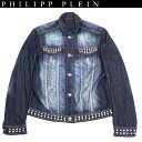 フィリッププレイン PHILIPP PLEIN メンズ アウター ジャケット ポケット/裾/袖口スタッズ ARMYスカルロゴプリント付デニムジャケット インディゴブルー HM210048 08PB 13A (R285000)【送料無料】【smtb-TK】