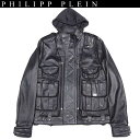 フィリッププレイン PHILIPP PLEIN メンズ アウター ジャケット レザージャケット ロゴ マルチポケット・ジップロゴ刻印付きラムスキンレザージャケット ブラック WVN13 HM210028 02 13A