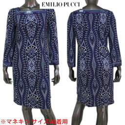 エミリオプッチ エミリオプッチ Emilio Pucci レディース ワンピース ドレス スクエアカット八分袖幾何学模様マルチプリントワンピース パープル 紫 36RI61 36727 02 13A (R136500)【送料無料】【smtb-TK】